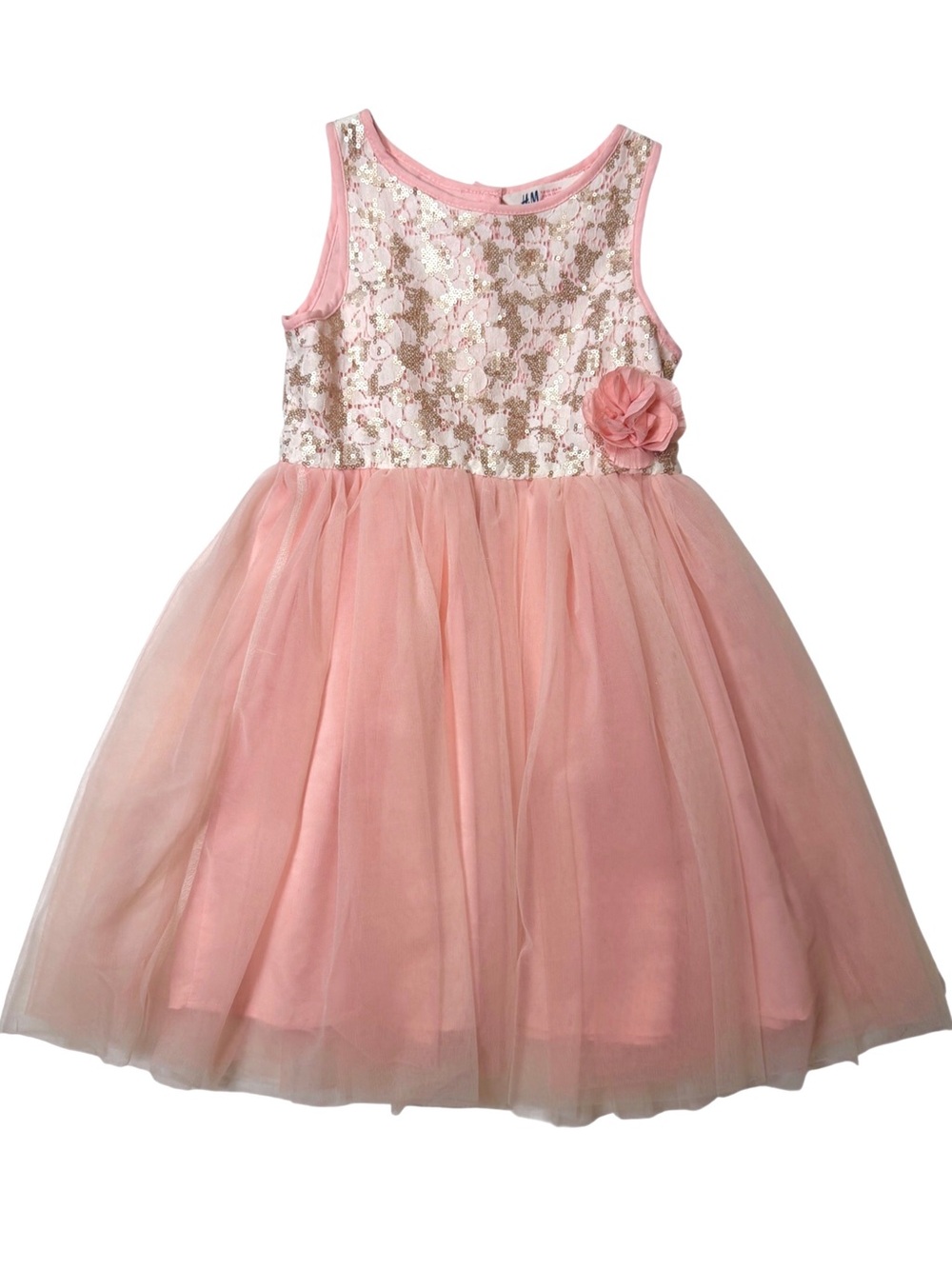 H&M sleeveless sequin-embellished bodice tulle layered party dress girls sz 6/7
